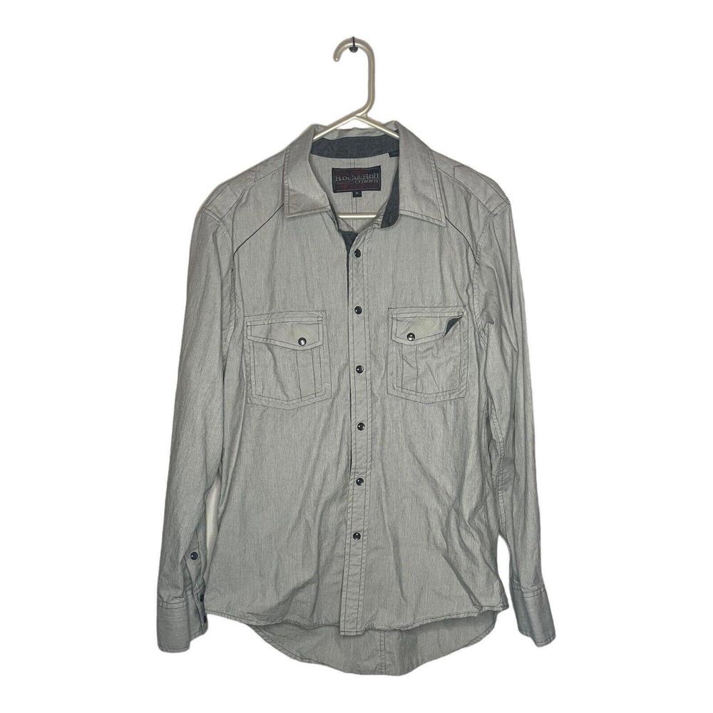 Rock & Roll Cowboy Men’s Pearl Snap Western Shirt Size L Pinstripe